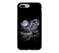 Carcasa para iPhone 7 Plus/8 Plus Tapir Aullando a la Luna Selva Lluvia Bosque Noche
