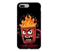 Carcasa para iPhone 7 Plus/8 Plus Taza Enojada con Fuego para los Amantes de Las Bebidas Calientes y Las Llamas