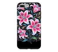 Carcasa para iPhone 7 Plus/8 Plus Tiger Lilies Blue White Pink Summer Spring Flowers Lily Buds
