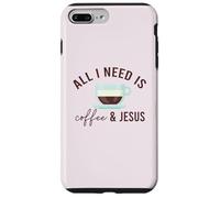 Carcasa para iPhone 7 Plus/8 Plus Todo LO Que Necesito ES CAFÉ & JESÚS Divertido Meme Cristiano con cafeína