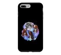 Carcasa para iPhone 7 Plus/8 Plus Tres Basset Hounds aúllan en la Luna, Padre de Perro Amante del Basset Hound
