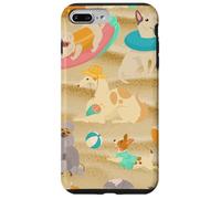Carcasa para iPhone 7 Plus/8 Plus Tropical Summer Sandy Beach Dogs Cute Caniche Chihuahua Puppy