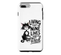 Carcasa para iPhone 7 Plus/8 Plus Vivir Que Nueve Vidas un Poco de café de Gato Cansado