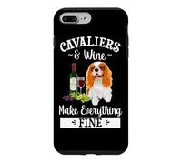 Carcasa para iPhone 7 Plus/8 Plus Wine Makes Everything Fine Cavalier King Charles Spaniel Dog
