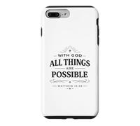 Carcasa para iPhone 7 Plus/8 Plus with God All Things Mateo 19:26 Versículo bíblico Cristiano