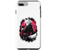Carcasa para iPhone 7 Plus/8 Plus Wolf Anime Girl Samurai Katana Rosa Negro Diseño Estético