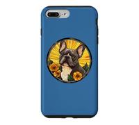 Carcasa para iPhone 7 Plus/8 Plus Womens Girls Floral Flowers Round Black French Bulldog Lover