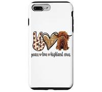 Carcasa para iPhone 7 Plus/8 Plus Womens Girls Peace Love Heifer Scottish Highland Cow Lover