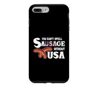 Carcasa para iPhone 7 Plus/8 Plus You Cant Spell Sausage Without USA 4th of July American Flag