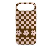 Carcasa para iPhone Air Aesthetic Checker Retro Groovy Flowers in Beige and Brown