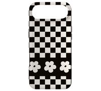 Carcasa para iPhone Air Aesthetic Checker Retro Groovy Flowers in White and Black
