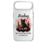 Carcasa para iPhone Air Black Cat Reading Because Murder is Wrong Books Cats Bookish