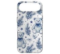 Carcasa para iPhone Air Blue Christmas Toile Teddy Bear Vintage French Country