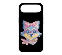 Carcasa para iPhone Air Blue Fox Retrato Animal Lover Graphic Pink Glasses Bow