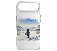 Carcasa para iPhone Air BUT Why? Penguin Wandering Off Mountains Watercolor (White)