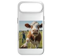 Carcasa para iPhone Air Cow Selfie Running Away from Farmer Humor Country Funny Life