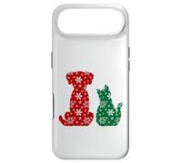 Carcasa para iPhone Air Cute Cat and Dog Christmas Holiday Red Green Snowflakes Pet