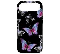 Carcasa para iPhone Air Cute Purple and Blue Butterfly Pattern Nature On Black