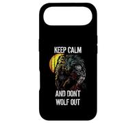 Carcasa para iPhone Air Disfraz Divertido de Hombre Lobo para Halloween con Texto en inglés Keep Calm Don't Wolf out