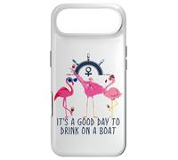 Carcasa para iPhone Air Flamingo Drinking Wine It's a Good Day to Drink on a Boat