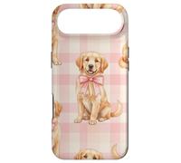 Carcasa para iPhone Air Golden Retriever Puppy Lazo Rosa Gingham Sweet Dog Design