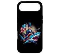 Carcasa para iPhone Air Gracioso 4 de Julio 4 4 de Julio Abe Abraham Lincoln Montando un tiburón
