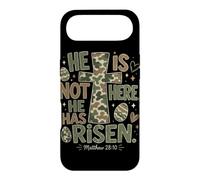 Carcasa para iPhone Air He Has Risen Matthew 28:6 Cruz Cristiana de Camuflaje de Huevo de Pascua