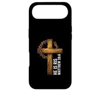 Carcasa para iPhone Air He Is Risen Cross Crown Thorns Mateo 28:6 Fe Cristiana