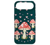Carcasa para iPhone Air Kawaii Red, White Polka Dot Mushrooms, Pink Hearts on Black