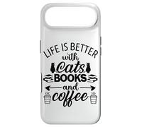 Carcasa para iPhone Air Life is Better with Cats & Books Coffee Black Cat Book Lover
