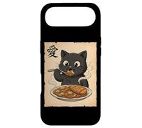Carcasa para iPhone Air Lindo Gato Negro Kawaii Comiendo japonés Katsu Curry Food Anime