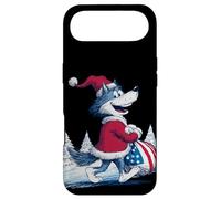 Carcasa para iPhone Air Lobo Feliz con Bolsa de Papá Noel para Navidad Divertida