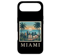 Carcasa para iPhone Air Miami, Florida, costero, Ciudad, Horizonte, Retro, Puesta de Sol, Playa, Palmera