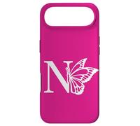 Carcasa para iPhone Air Monograma de Mariposa Inicial de Nombre Letra N en Blanco