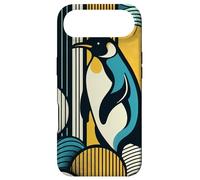 Carcasa para iPhone Air Mustard Yellow Teal Blue Penguin Retro Forest Pattern