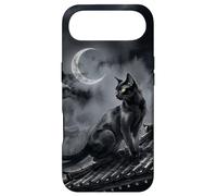 Carcasa para iPhone Air Nekomata Yokai Gato Negro Luna Creciente Arte Sumi-e