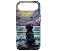 Carcasa para iPhone Air Obra de Arte Black Labrador Starry Night Puppy at The Beach