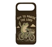 Carcasa para iPhone Air Off To Praise The Lord Frog Bicycle Humor Cristiano