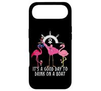 Carcasa para iPhone Air Pink Flamingo Drinking Wine It's a Good Day to Drink on Boat