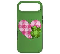 Carcasa para iPhone Air Pink Heart For St. Patricks Day with Buffalo Plaid Shamrock