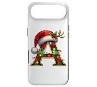 Carcasa para iPhone Air Red Christmas Plaid Initial A Monogrammed Santa Hat Letter A