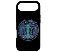 Carcasa para iPhone Air Retrato de Caballo Estilo Cyberpunk Verde Azulado Púrpura Mandala Circuitry