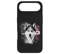 Carcasa para iPhone Air Retrato de Perro Husky Siberiano con Bandera Estadounidense
