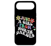 Carcasa para iPhone Air Retro Groovy Just A Girl from North Dakota Día de la Madre 2023