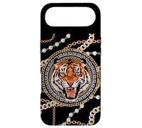 Carcasa para iPhone Air Rich Wild Tiger with Printed Gold Chains & Diamonds Style