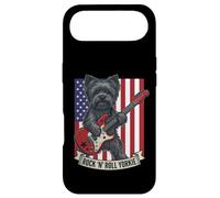Carcasa para iPhone Air Rock N Roll Yorkie Dog Playing Guitar USA Flag Puppy
