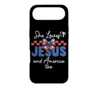 Carcasa para iPhone Air She Loves Jesus & America Too Girls Christian American Flag