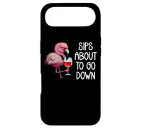 Carcasa para iPhone Air Sips About to Go Down Funny Pink Flamingo Drinking Wine
