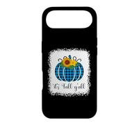 Carcasa para iPhone Air Tela Escocesa It's Fall Yall, Halloween, Azul Blanqueado, Calabaza y búfalo