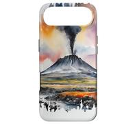 Carcasa para iPhone Air Volcán Islandia Pintura Acuarela Arte Vintage Viajes Fuego